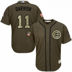 Youth Majestic Chicago Cubs 11 Yu Darvish Replica Green Salute to Service MLB Jersey 