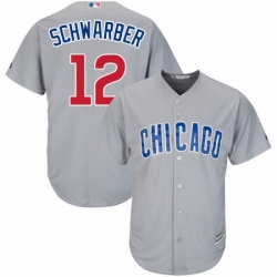 Youth Majestic Chicago Cubs 12 Kyle Schwarber Authentic Grey Road Cool Base MLB Jersey