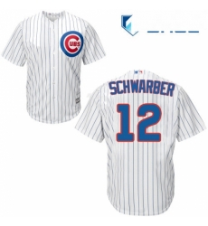 Youth Majestic Chicago Cubs 12 Kyle Schwarber Replica White Home Cool Base MLB Jersey