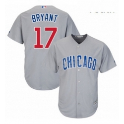 Youth Majestic Chicago Cubs 17 Kris Bryant Authentic Grey Road Cool Base MLB Jersey