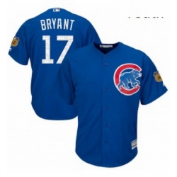 Youth Majestic Chicago Cubs 17 Kris Bryant Authentic Royal Blue 2017 Spring Training Cool Base MLB Jersey