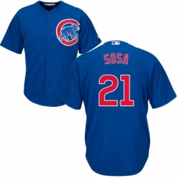 Youth Majestic Chicago Cubs 21 Sammy Sosa Authentic Royal Blue Alternate Cool Base MLB Jersey