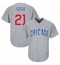 Youth Majestic Chicago Cubs 21 Sammy Sosa Replica Grey Road Cool Base MLB Jersey