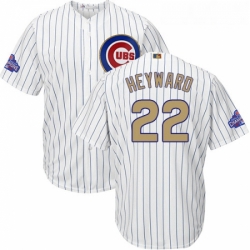 Youth Majestic Chicago Cubs 22 Jason Heyward Authentic White 2017 Gold Program Cool Base MLB Jersey