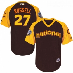 Youth Majestic Chicago Cubs 27 Addison Russell Authentic Brown 2016 All Star National League BP Cool Base MLB Jersey
