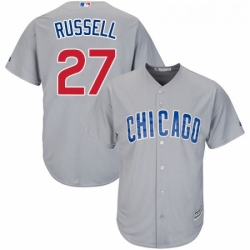 Youth Majestic Chicago Cubs 27 Addison Russell Replica Grey Road Cool Base MLB Jersey