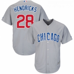 Youth Majestic Chicago Cubs 28 Kyle Hendricks Replica Grey Road Cool Base MLB Jersey
