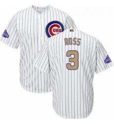 Youth Majestic Chicago Cubs 3 David Ross Authentic White 2017 Gold Program Cool Base MLB Jersey
