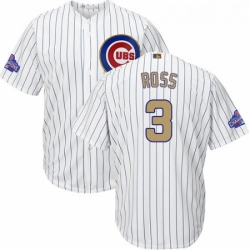Youth Majestic Chicago Cubs 3 David Ross Authentic White 2017 Gold Program Cool Base MLB Jersey