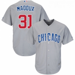 Youth Majestic Chicago Cubs 31 Greg Maddux Authentic Grey Road Cool Base MLB Jersey