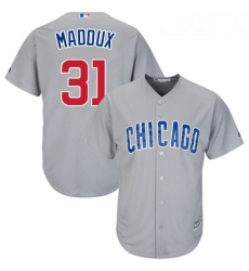 Youth Majestic Chicago Cubs 31 Greg Maddux Replica Grey Road Cool Base MLB Jersey