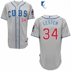 Youth Majestic Chicago Cubs 34 Jon Lester Authentic Grey Alternate Road Cool Base MLB Jersey