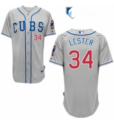 Youth Majestic Chicago Cubs 34 Jon Lester Replica Grey Alternate Road Cool Base MLB Jersey