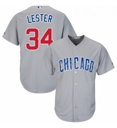 Youth Majestic Chicago Cubs 34 Jon Lester Replica Grey Road Cool Base MLB Jersey