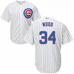 Youth Majestic Chicago Cubs 34 Kerry Wood Authentic White Home Cool Base MLB Jersey