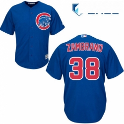 Youth Majestic Chicago Cubs 38 Carlos Zambrano Authentic Royal Blue Alternate Cool Base MLB Jersey