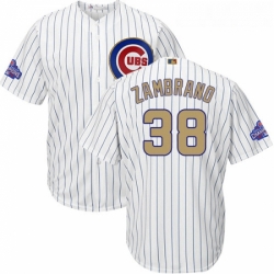 Youth Majestic Chicago Cubs 38 Carlos Zambrano Authentic White 2017 Gold Program Cool Base MLB Jersey