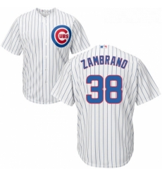 Youth Majestic Chicago Cubs 38 Carlos Zambrano Authentic White Home Cool Base MLB Jersey