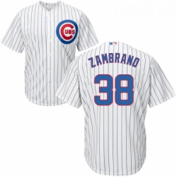 Youth Majestic Chicago Cubs 38 Carlos Zambrano Authentic White Home Cool Base MLB Jersey