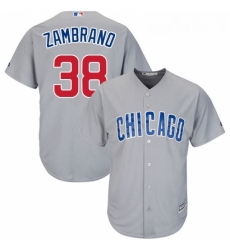 Youth Majestic Chicago Cubs 38 Carlos Zambrano Replica Grey Road Cool Base MLB Jersey