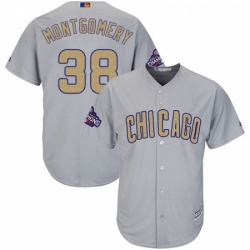 Youth Majestic Chicago Cubs 38 Mike Montgomery Authentic Gray 2017 Gold Champion Cool Base MLB Jersey