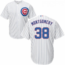 Youth Majestic Chicago Cubs 38 Mike Montgomery Authentic White Home Cool Base MLB Jersey