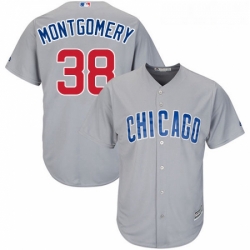 Youth Majestic Chicago Cubs 38 Mike Montgomery Replica Grey Road Cool Base MLB Jersey