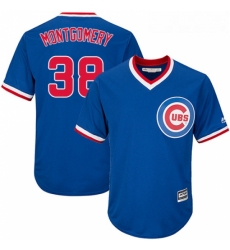 Youth Majestic Chicago Cubs 38 Mike Montgomery Replica Royal Blue Cooperstown Cool Base MLB Jersey