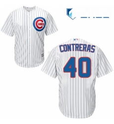 Youth Majestic Chicago Cubs 40 Willson Contreras Replica White Home Cool Base MLB Jersey