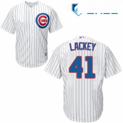 Youth Majestic Chicago Cubs 41 John Lackey Authentic White Home Cool Base MLB Jersey