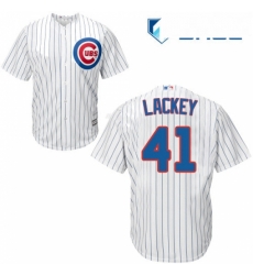 Youth Majestic Chicago Cubs 41 John Lackey Replica White Home Cool Base MLB Jersey