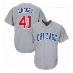 Youth Majestic Chicago Cubs 41 Steve Cishek Authentic Grey Road Cool Base MLB Jersey 