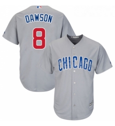 Youth Majestic Chicago Cubs 8 Andre Dawson Replica Grey Road Cool Base MLB Jersey