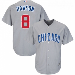 Youth Majestic Chicago Cubs 8 Andre Dawson Replica Grey Road Cool Base MLB Jersey