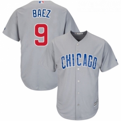 Youth Majestic Chicago Cubs 9 Javier Baez Replica Grey Road Cool Base MLB Jersey