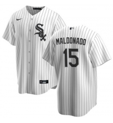 Men Chicago White Sox 15 Mart EDn Maldonado White Cool Base Stitched Jersey