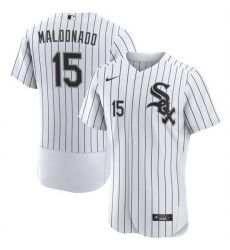 Men Chicago White Sox 15 Mart EDn Maldonado White Flex Base Stitched Baseball Jersey