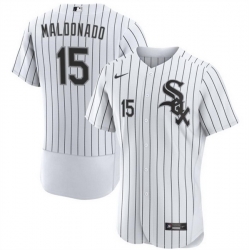 Men Chicago White Sox 15 Mart EDn Maldonado White Flex Base Stitched Baseball Jersey