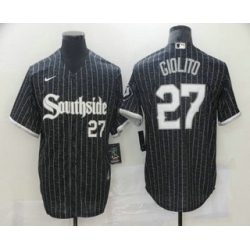 Men Chicago White Sox 27 Lucas Giolito Black With Small Number 2021 City Connect Stitched MLB Cool Base Nike Jersey