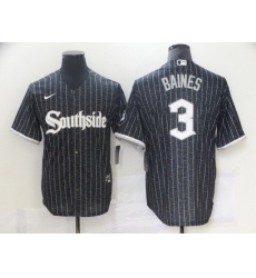 Men Chicago White Sox 3 Harold Baines Black 2021 City Connect Stitched MLB Cool Base Nike Jersey