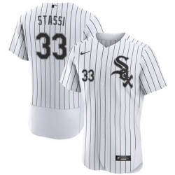 Men Chicago White Sox 33 Max Stassi White Flex Base Stitched Baseball Jersey