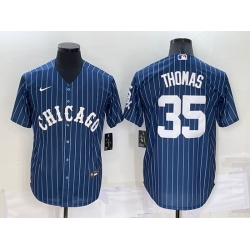 Men Chicago White Sox 35 Frank Thomas Navy Cool Base Stitched Jersey