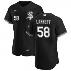 Men Chicago White Sox 58 Jimmy Lambert Men Nike Black Alternate 2020 Flex Base Player MLB Jersey