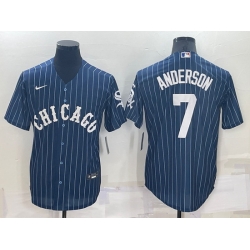 Men Chicago White Sox 7 Tim Anderson Navy Cool Base Stitched Jersey