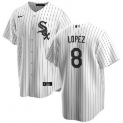 Men Chicago White Sox 8 Nicky Lopez White Cool Base Stitched Jersey