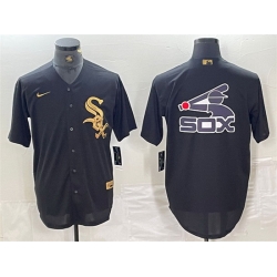 Men Chicago White Sox Black Team Big Logo Cool Base Stitched Jersey 1