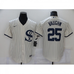 Men Nike Chicago White Sox 25 Andrew Vaughn Cream Game 2021 Field of Dreams Jersey
