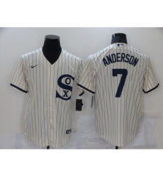 Men Nike Chicago White Sox 7 Tim Anderson Cream Game 2021 Field of Dreams Jersey
