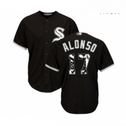Mens Chicago White Sox 17 Yonder Alonso Authentic Black Team Logo Fashion Cool Base Baseball Jersey 