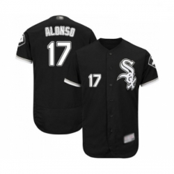 Mens Chicago White Sox 17 Yonder Alonso Black Alternate Flex Base Authentic Collection Baseball Jersey